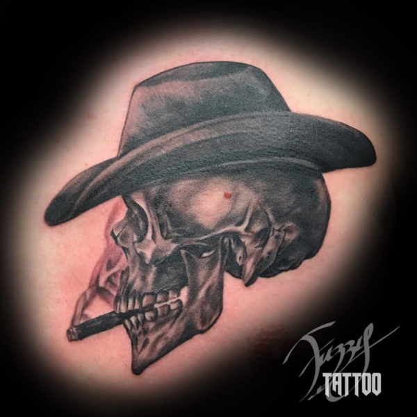 Western Skull Fuzzy Tattoo